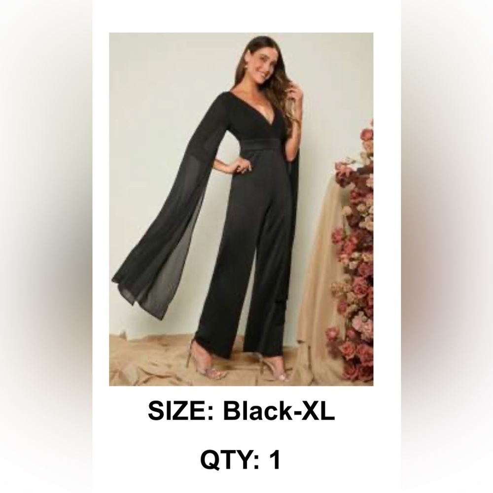 SHEIN Black Pantsuit - super sexy sleeves, XL